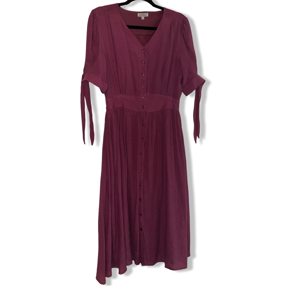 Sweet Salt Modest Midi Fully Buttoned Deep Pink Midi Dress Size Large